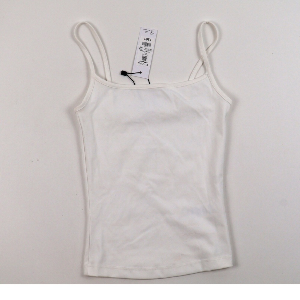 Garage Sleek Scoop Cami Bright White Solid XXS NWT